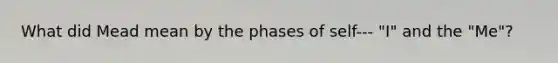 What did Mead mean by the phases of self--- "I" and the "Me"?