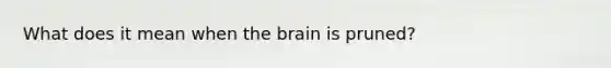 What does it mean when the brain is pruned?