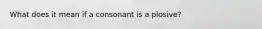 What does it mean if a consonant is a plosive?