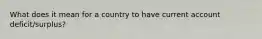 What does it mean for a country to have current account deficit/surplus?