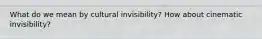 What do we mean by cultural invisibility? How about cinematic invisibility?