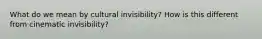 What do we mean by cultural invisibility? How is this different from cinematic invisibility?