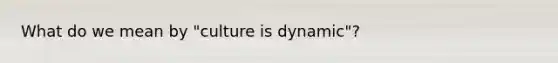 What do we mean by "culture is dynamic"?