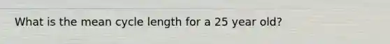 What is the mean cycle length for a 25 year old?