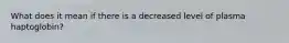 What does it mean if there is a decreased level of plasma haptoglobin?