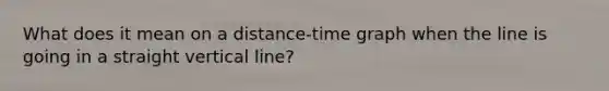 What does it mean on a distance-time graph when the line is going in a straight <a href='https://www.questionai.com/knowledge/k6j3Z69xQg-vertical-line' class='anchor-knowledge'>vertical line</a>?