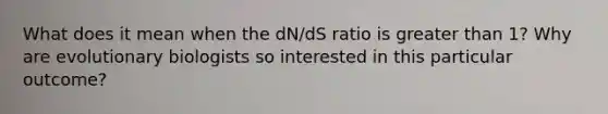 What does it mean when the dN/dS ratio is greater than 1? Why are evolutionary biologists so interested in this particular outcome?