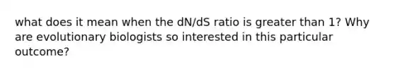 what does it mean when the dN/dS ratio is greater than 1? Why are evolutionary biologists so interested in this particular outcome?