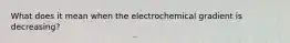 What does it mean when the electrochemical gradient is decreasing?