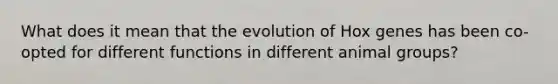 What does it mean that the evolution of Hox genes has been co-opted for different functions in different animal groups?