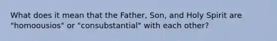 What does it mean that the Father, Son, and Holy Spirit are "homoousios" or "consubstantial" with each other?