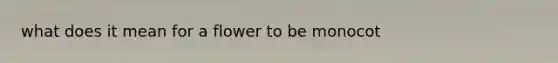 what does it mean for a flower to be monocot