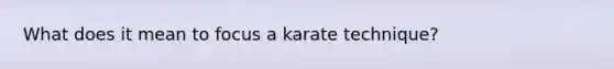 What does it mean to focus a karate technique?