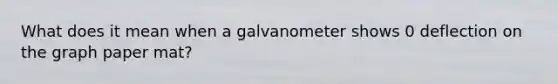 What does it mean when a galvanometer shows 0 deflection on the graph paper mat?