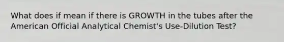 What does if mean if there is GROWTH in the tubes after the American Official Analytical Chemist's Use-Dilution Test?