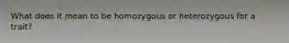 What does it mean to be homozygous or heterozygous for a trait?