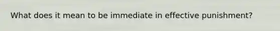 What does it mean to be immediate in effective punishment?