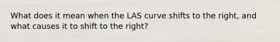 What does it mean when the LAS curve shifts to the right, and what causes it to shift to the right?