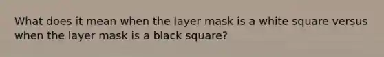 What does it mean when the layer mask is a white square versus when the layer mask is a black square?