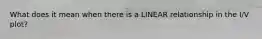 What does it mean when there is a LINEAR relationship in the I/V plot?