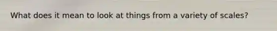 What does it mean to look at things from a variety of scales?