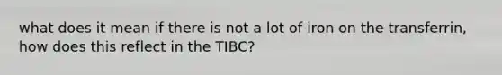 what does it mean if there is not a lot of iron on the transferrin, how does this reflect in the TIBC?