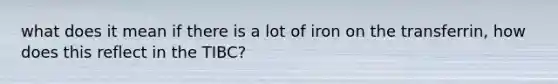 what does it mean if there is a lot of iron on the transferrin, how does this reflect in the TIBC?