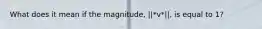 What does it mean if the magnitude, ||*v*||, is equal to 1?