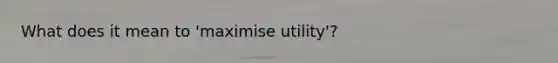 What does it mean to 'maximise utility'?