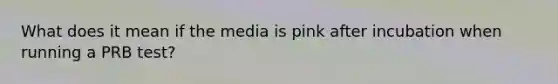 What does it mean if the media is pink after incubation when running a PRB test?