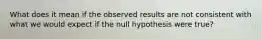 What does it mean if the observed results are not consistent with what we would expect if the null hypothesis were true?