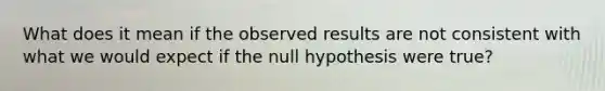 What does it mean if the observed results are not consistent with what we would expect if the null hypothesis were true?