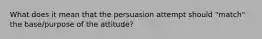 What does it mean that the persuasion attempt should "match" the base/purpose of the attitude?