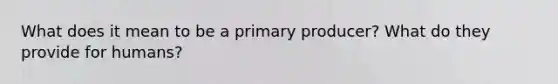 What does it mean to be a primary producer? What do they provide for humans?