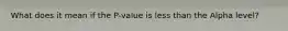 What does it mean if the P-value is less than the Alpha level?