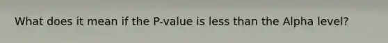 What does it mean if the P-value is less than the Alpha level?