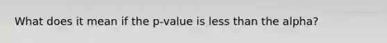 What does it mean if the p-value is less than the alpha?