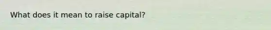 What does it mean to raise capital?