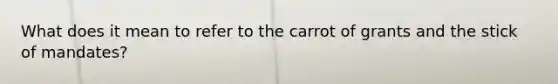 What does it mean to refer to the carrot of grants and the stick of mandates?