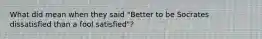 What did mean when they said "Better to be Socrates dissatisfied than a fool satisfied"?