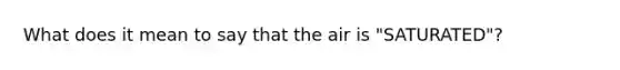 What does it mean to say that the air is "SATURATED"?