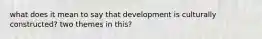 what does it mean to say that development is culturally constructed? two themes in this?