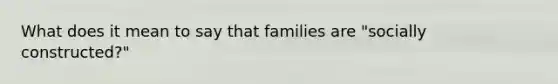 What does it mean to say that families are "socially constructed?"