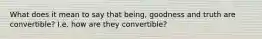 What does it mean to say that being, goodness and truth are convertible? I.e. how are they convertible?