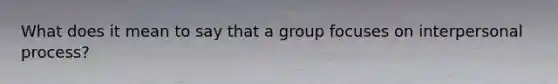 What does it mean to say that a group focuses on interpersonal process?