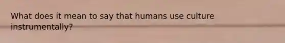 What does it mean to say that humans use culture instrumentally?