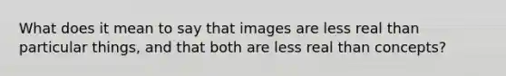 What does it mean to say that images are less real than particular things, and that both are less real than concepts?