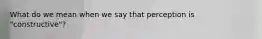 What do we mean when we say that perception is "constructive"?