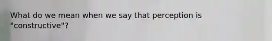 What do we mean when we say that perception is "constructive"?