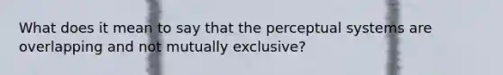 What does it mean to say that the perceptual systems are overlapping and not mutually exclusive?